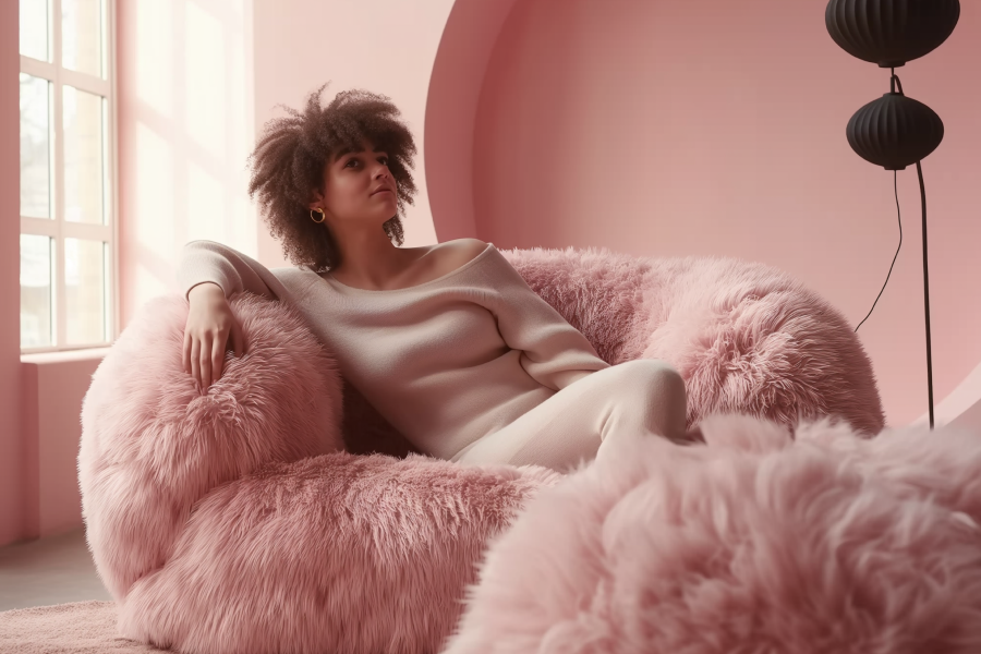 small pink sofa