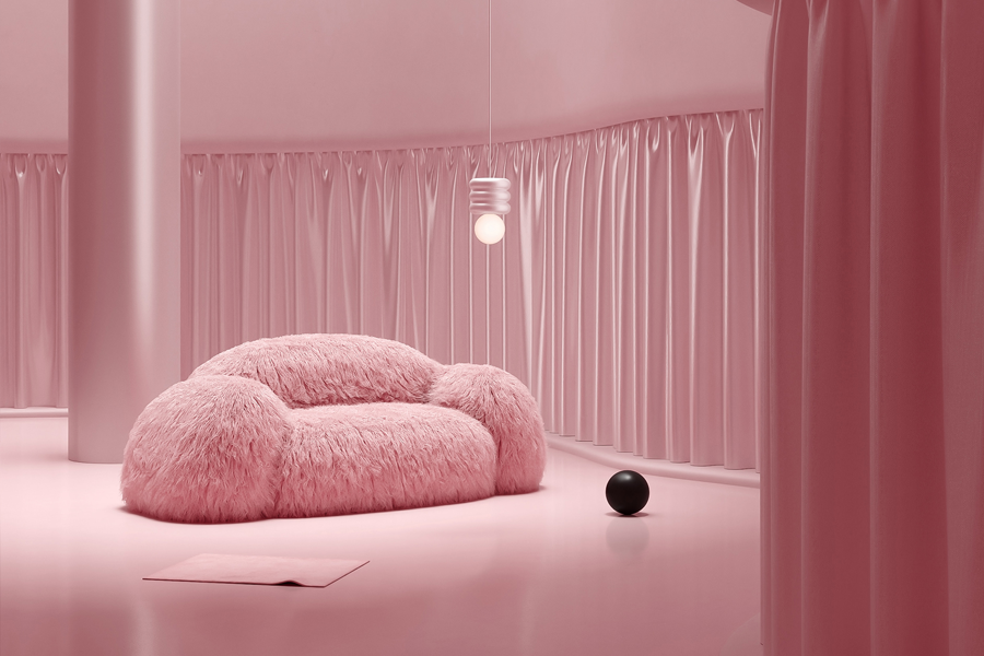 small pink sofa